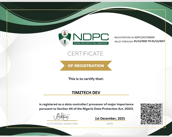 NDPC Certificate